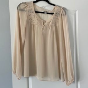 Cream long sleeve blouse